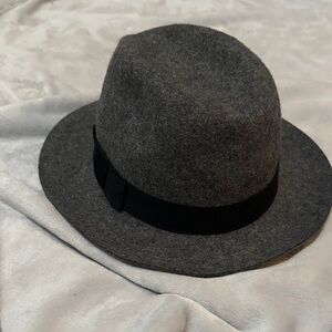 Gray Felt Fedora with a flat rim